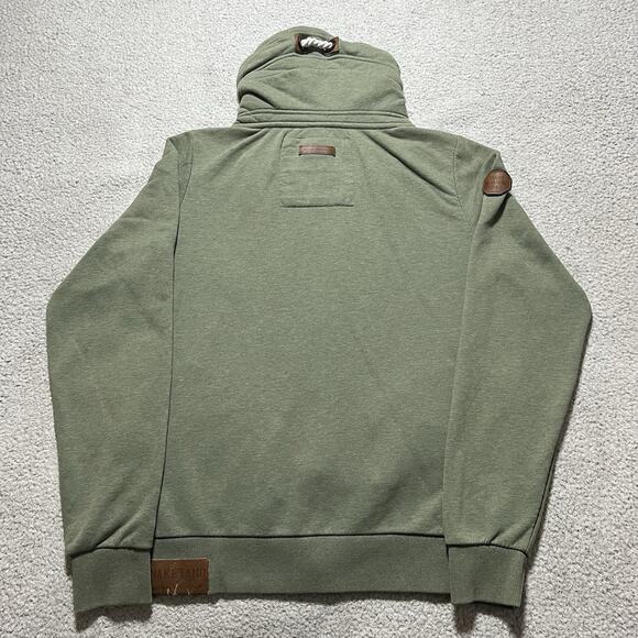 Naketano Sweatshirt Mens Large Green A Brave New World Full Zip Cowl Neck - Picture 13 of 16